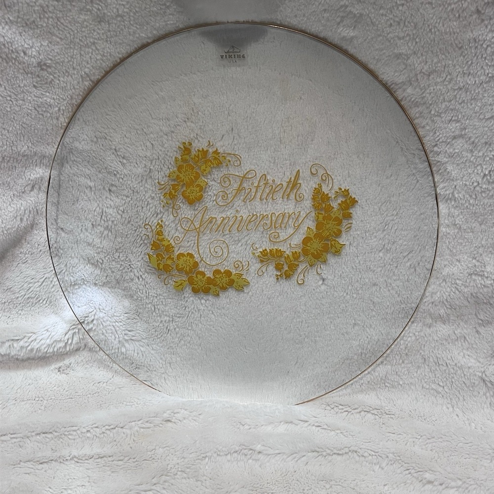 Vtg Viking Brand 50th‎ Anniversary Gold Trimmed Collectors Plate Art Deco 12" EC